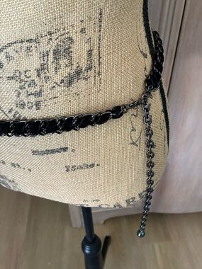 Gunmetal & black velvet Rope Chain‎ Belt Y2K Lariat Adjustable Statement vintage
